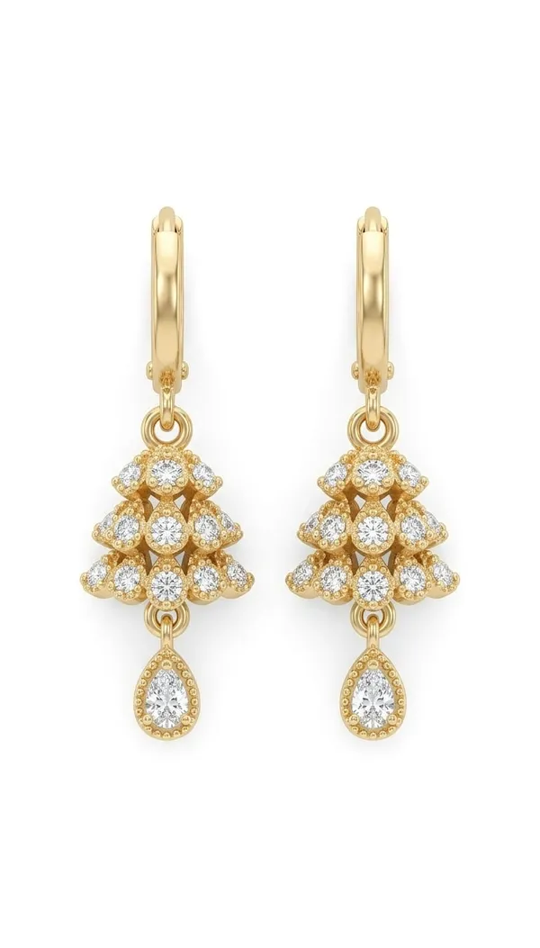 Gold_Metal_Floral_Cubic_Zirconia_Hoop_Drop_Earrings_For_Women