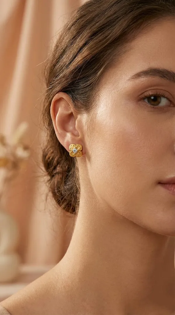 Antique_Gold_Metal_Floral_Cubic_Zirconia_Stud_Earrings_For_Women_Pack_of_2