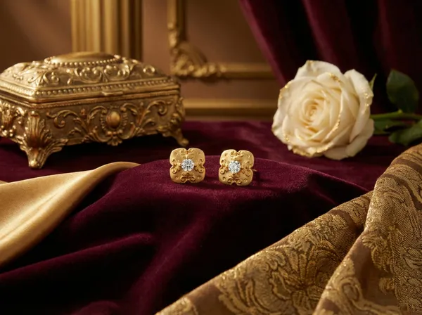 Antique_Gold_Metal_Floral_Cubic_Zirconia_Stud_Earrings_For_Women_Pack_of_2
