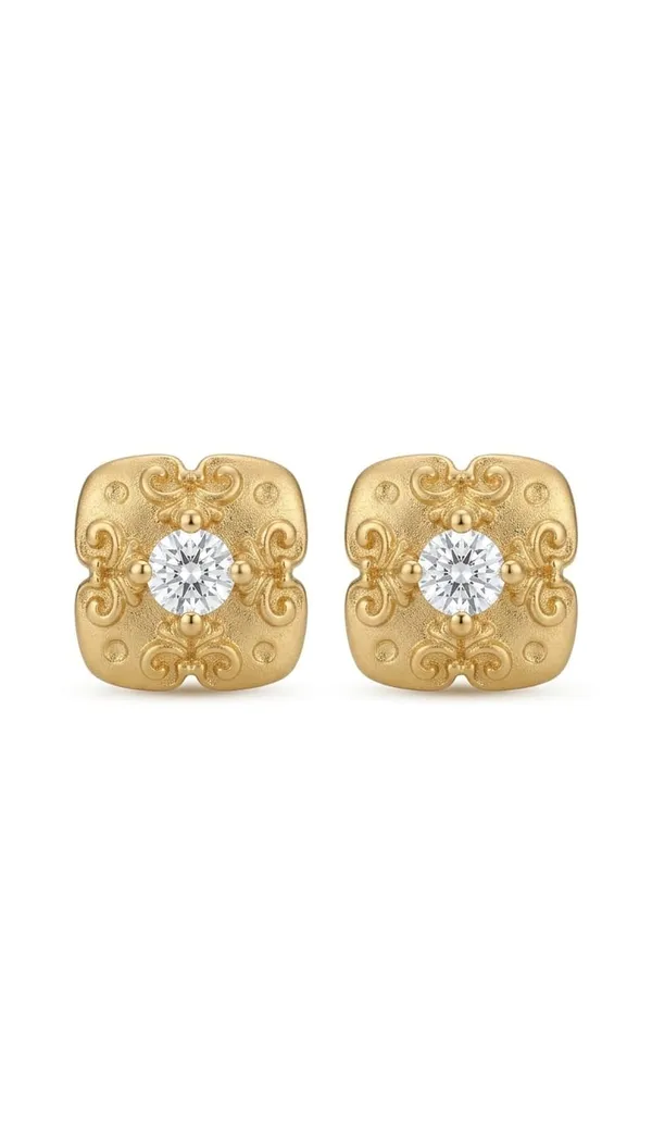 Antique_Gold_Metal_Floral_Cubic_Zirconia_Stud_Earrings_For_Women_Pack_of_2