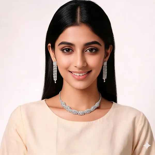 Silver_Metal_American_Diamond_Layered_Necklace_Set_For_Women