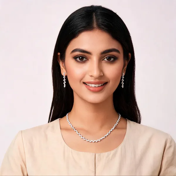 Silver_Metal_American_Diamond_Wave_Tennis_Necklace_Set_With_Earrings_For_Women