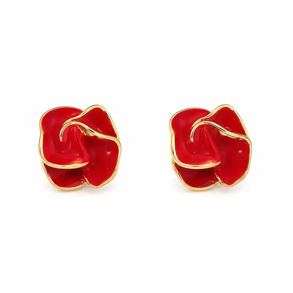 Red_Gold_Tone_Floral_Stud_Earrings_for_Women