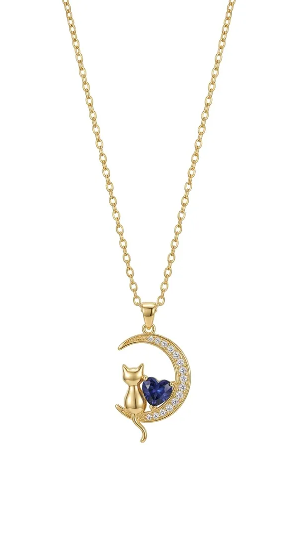 Gold_Blue_Metal_Moon_Cat_Blue_Heart_Crystal_Pendant_Necklace_For_Women