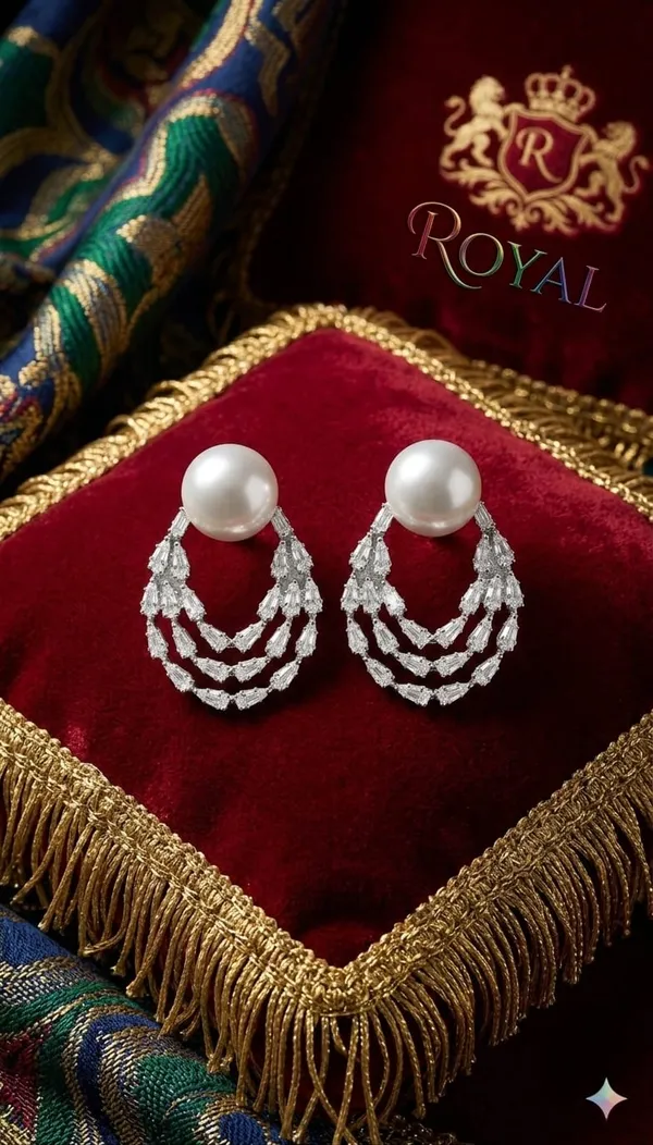 Silver_White_Metal_Pearl_Crystal_Layered_Drop_Earrings_For_Women