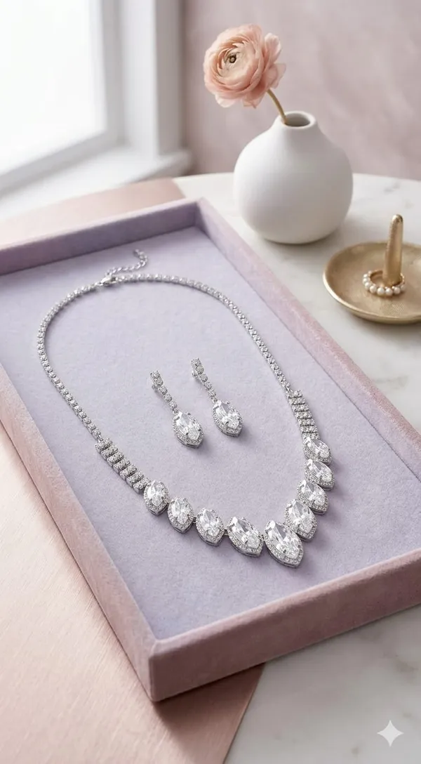 Silver_Metal_American_Diamond_Marquise_Necklace_Set_For_Women