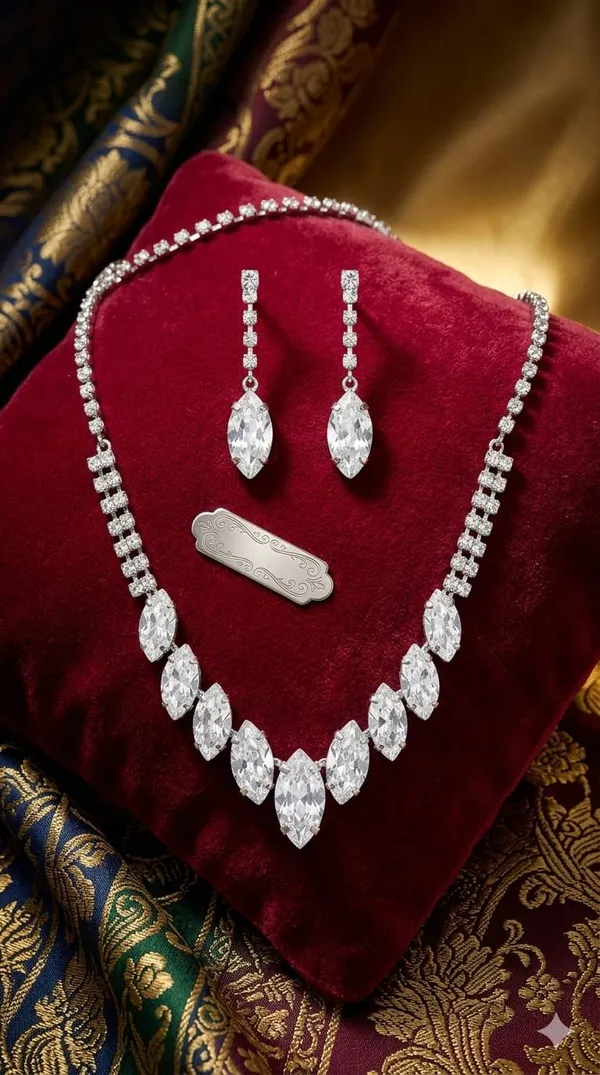Silver_Metal_American_Diamond_Marquise_Necklace_Set_For_Women