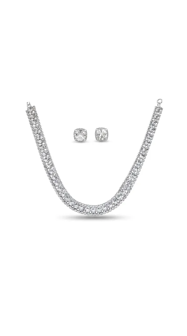 Silver_Metal_American_Diamond_Tennis_Necklace_Set_For_Women