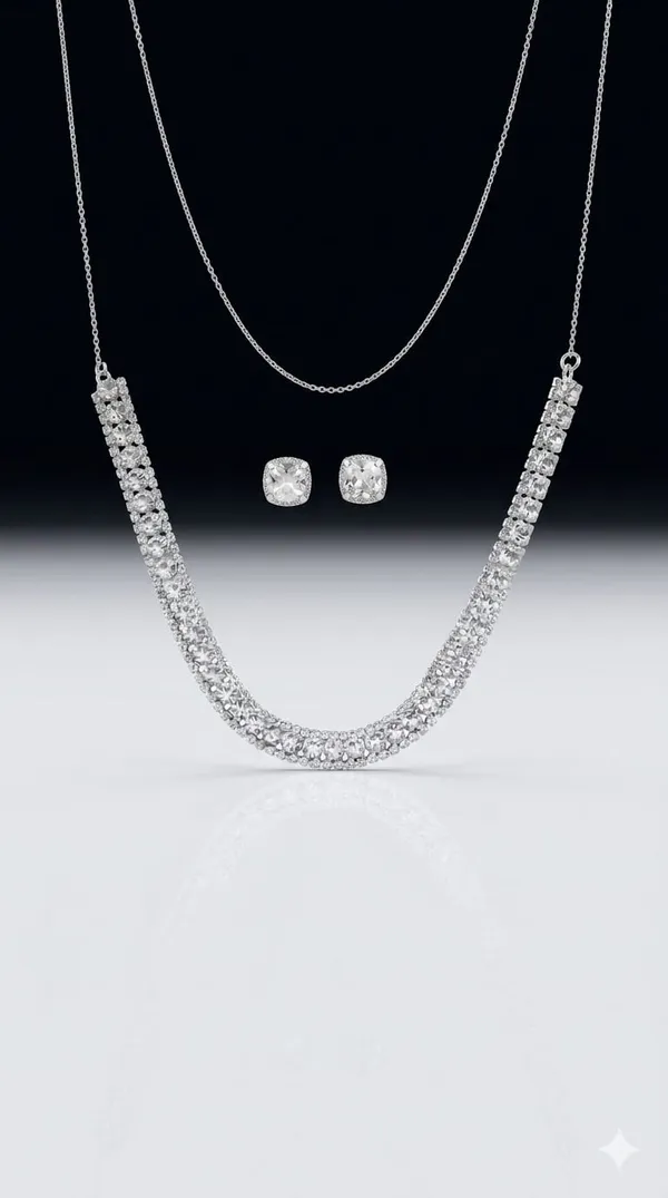Silver_Metal_American_Diamond_Tennis_Necklace_Set_For_Women