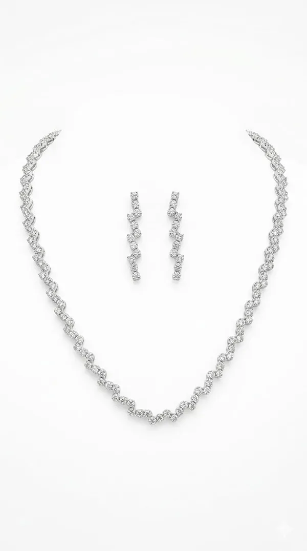 Silver_Metal_American_Diamond_Wave_Tennis_Necklace_Set_With_Earrings_For_Women