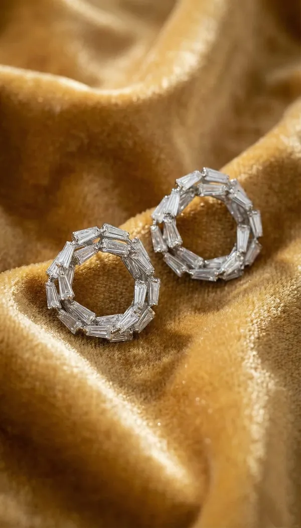 Silver_Metal_Baguette_Crystal_Circle_Stud_Earrings_For_Women