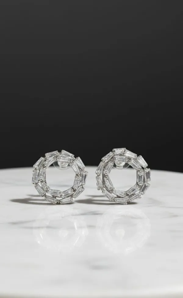 Silver_Metal_Baguette_Crystal_Circle_Stud_Earrings_For_Women