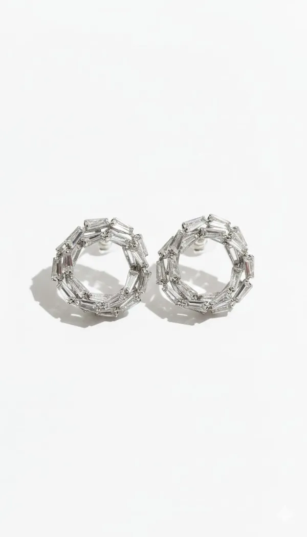 Silver_Metal_Baguette_Crystal_Circle_Stud_Earrings_For_Women