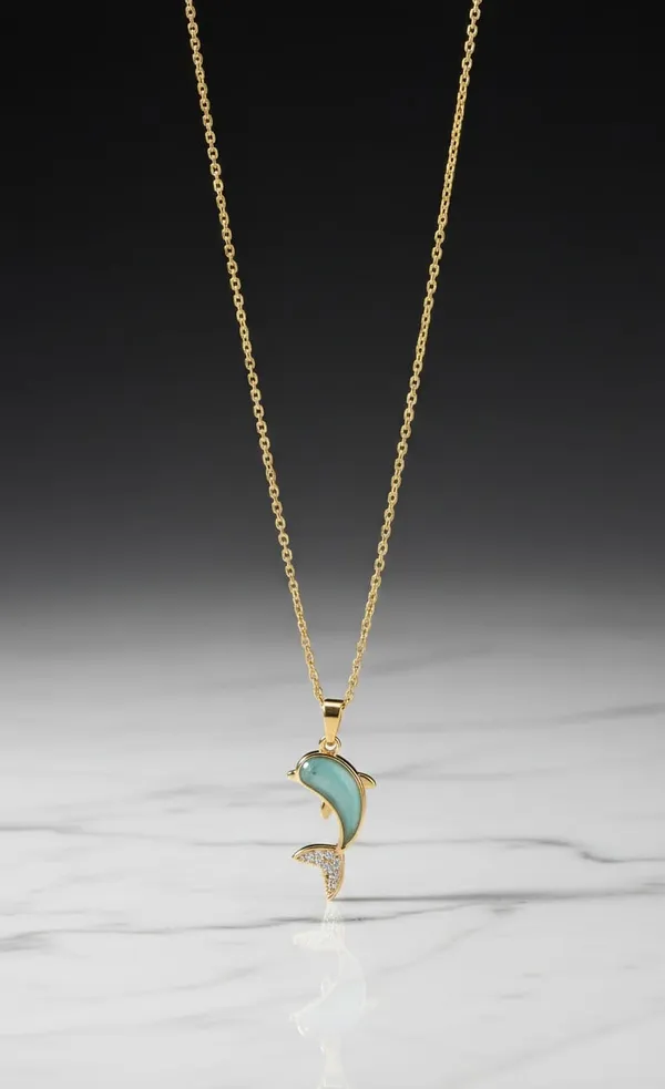 Gold_Turquoise_Metal_Enamel_Dolphin_Crystal_Pendant_Necklace_For_Women__Pack_of_2