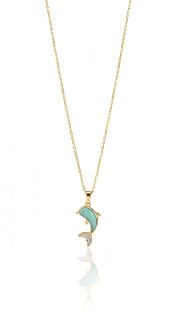 Gold_Turquoise_Metal_Enamel_Dolphin_Crystal_Pendant_Necklace_For_Women__Pack_of_2