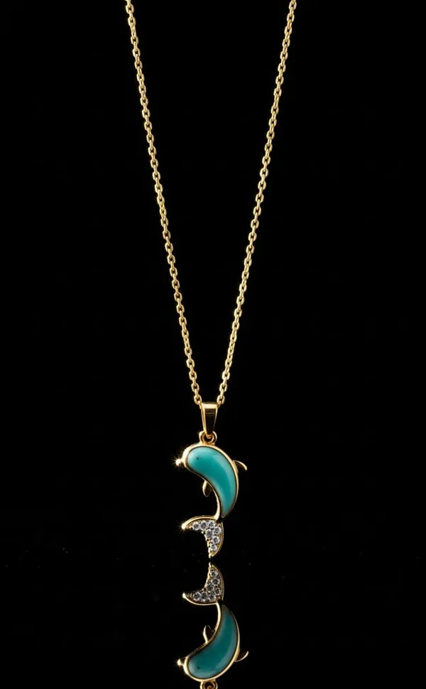 Gold_Turquoise_Metal_Enamel_Dolphin_Crystal_Pendant_Necklace_For_Women__Pack_of_2