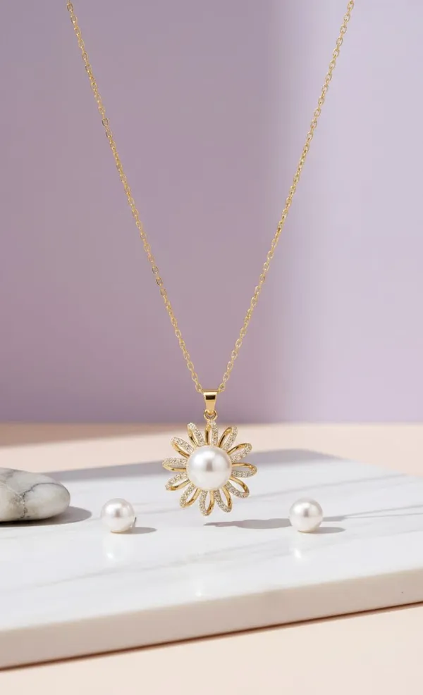 Gold_White_Metal_Pearl_Flower_Pendant_Set_With_Studs_For_Women__Pack_of_2