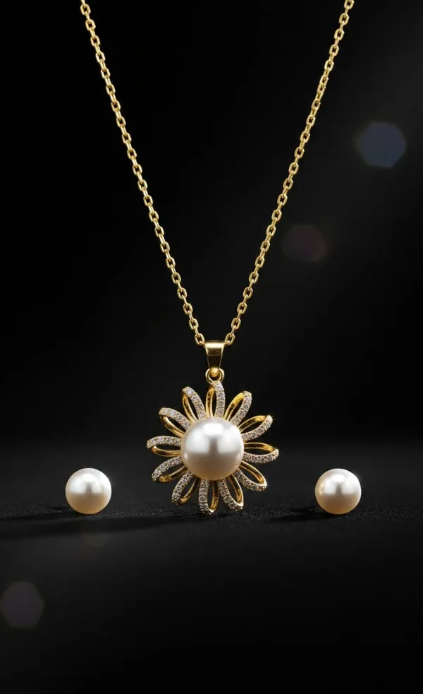 Gold_White_Metal_Pearl_Flower_Pendant_Set_With_Studs_For_Women__Pack_of_2