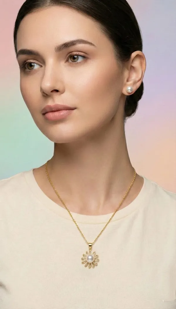 Gold_White_Metal_Pearl_Flower_Pendant_Set_With_Studs_For_Women__Pack_of_2