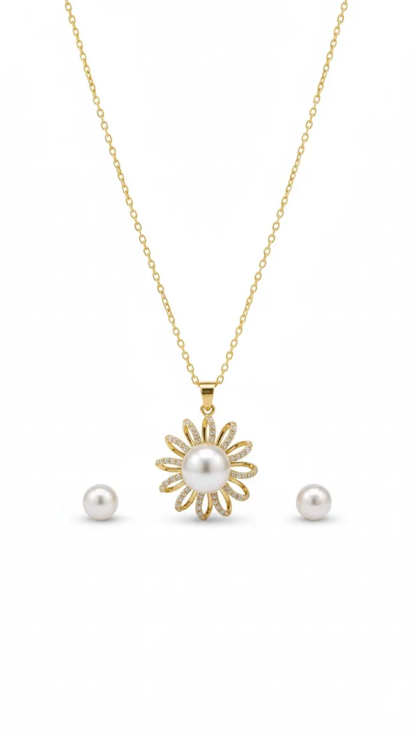 Gold_White_Metal_Pearl_Flower_Pendant_Set_With_Studs_For_Women__Pack_of_2