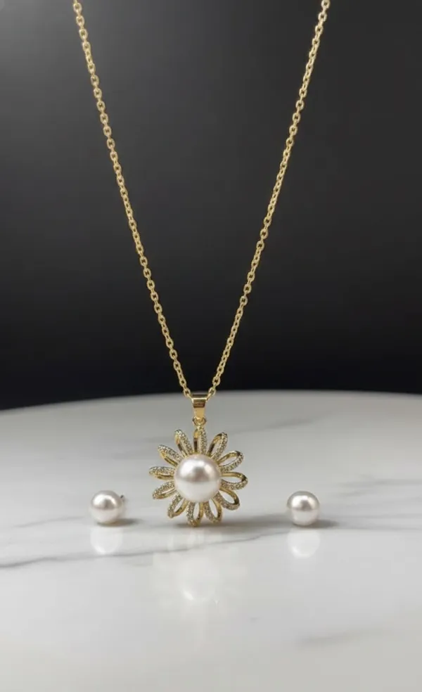 Gold_White_Metal_Pearl_Flower_Pendant_Set_With_Studs_For_Women__Pack_of_2
