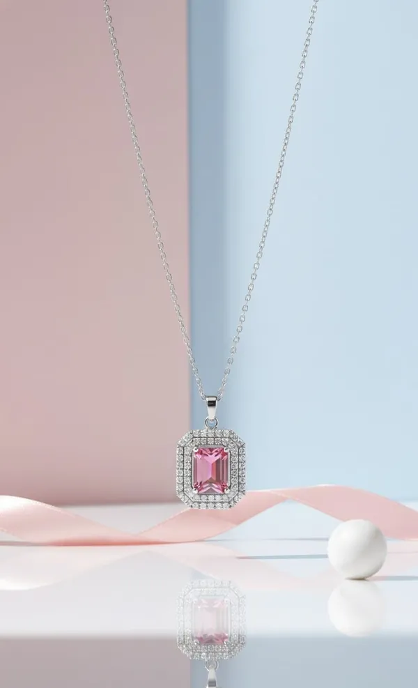 Silver_Pink_Metal_EmeraldCut_Crystal_American_Diamond_Pendant_Necklace_For_Women__Pack_of_2