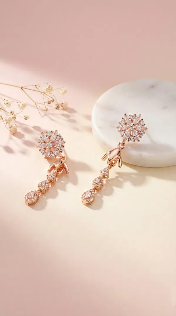 Rose_Gold_Metal_Floral_Crystal_Teardrop_Drop_Earrings_For_Women