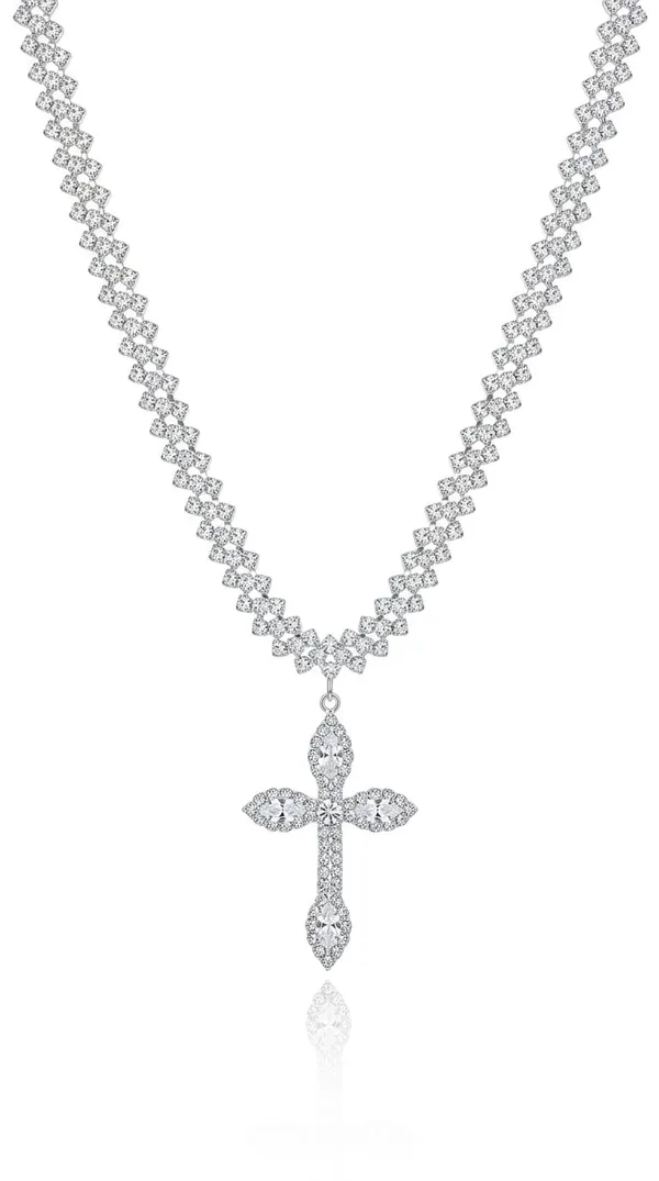 Silver_Metal_Cz_Cross_Pendant_Necklace_For_Women