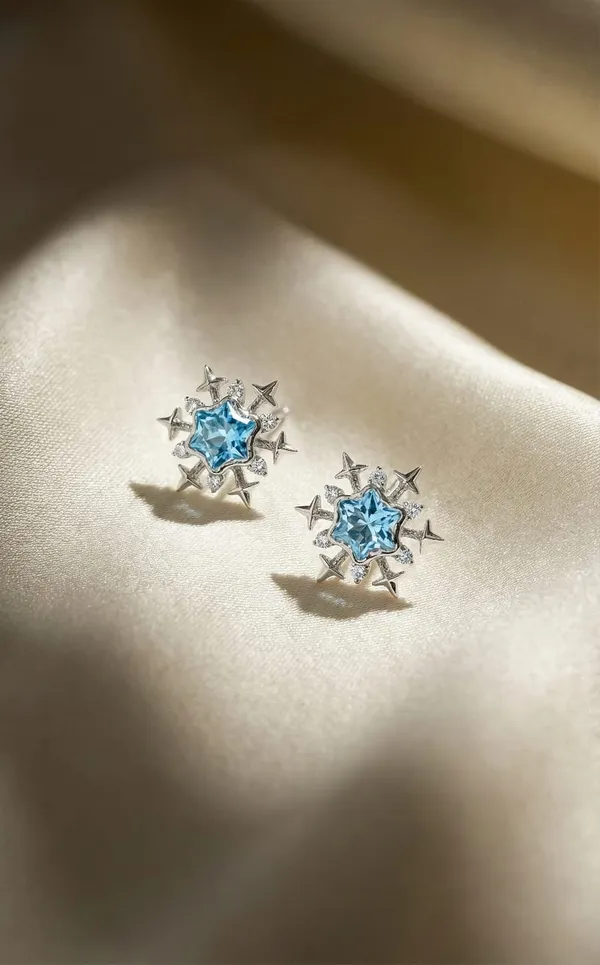 Silver_Blue_Metal_Star_American_Diamond_Stud_Earrings_For_Women