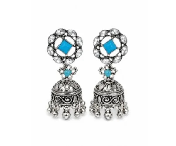 Silver_Oxidised_Blue_Stone_Jhumka_Earrings_for_Women
