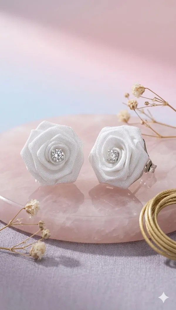 Silver_Metal_Rose_Crystal_Stud_Earrings_For_Women