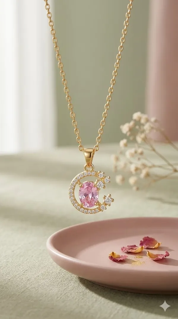 Golden_Pink_Metal_Crystal_C_Alphabet_Pendant_Necklace_For_Women