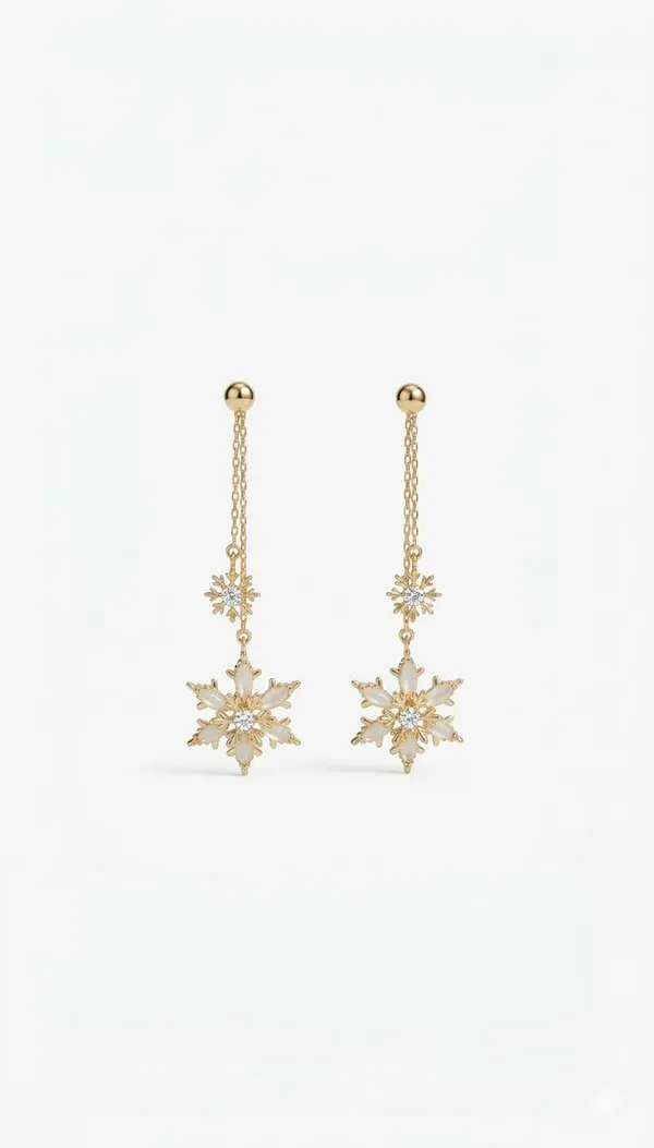 Gold_White_Metal_Crystal_Snowflake_Drop_Earrings_For_Women