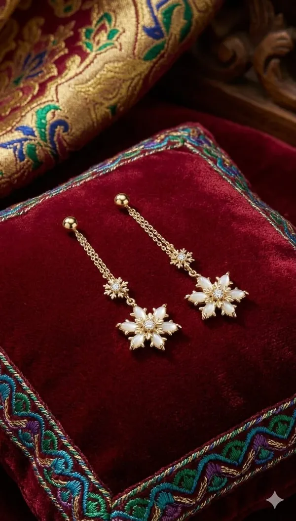 Gold_White_Metal_Crystal_Snowflake_Drop_Earrings_For_Women