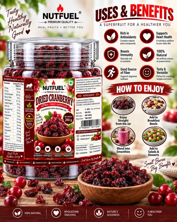 NUTFUEL_Dried_Cranberry_200g_|_Premium_Dried_Cranberry_|_Naturally_Sweet_&_Delicious_|_Rich_&_Nutritious_Dry_Fruit_Snack_|_Healthy_Everyday_Snacking
