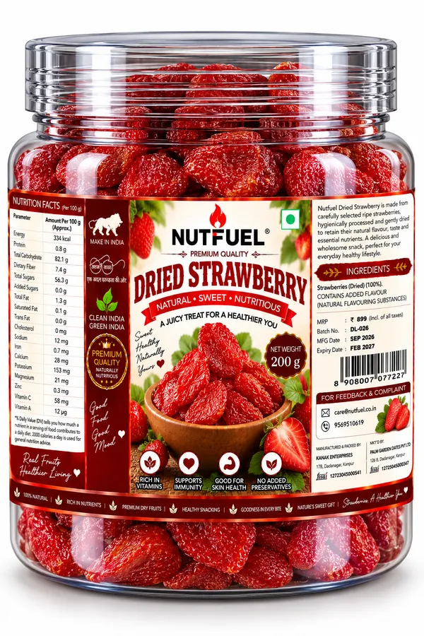NUTFUEL_Dried_Strawberry_200g_|_Premium_Dried_Strawberry|_Naturally_Sweet_&_Delicious_|_Rich_&_Nutritious_Dry_Fruit_Snack_|_Healthy_Everyday_Snacking
