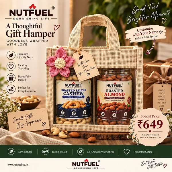 NUTFUEL_Premium_Dry_Fruit_Gift_Hamper_|_200g_Roasted_Salted_Cashew_+_200g_Roasted_Almond_|_Healthy_Snacking_&_Thoughtful_Gifting_|_Festive_Gift_for_Family,_Friends_&_Loved_Ones