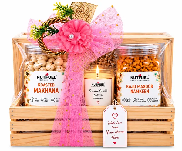 NUTFUEL_Premium_Gift_Hamper_|_Roasted_Makhana_75_Gm,_Kaju_Masoor_Namkeen_200_Gm_&_Scented_Candle_|_Beautifully_Packed_Dry_Fruit_&_Snack_Gift_Box_|_Diwali,_Birthday,_Festive_&_Personal_Gifting