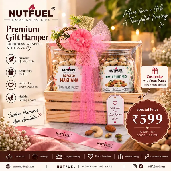 NUTFUEL_Premium_Gift_Hamper_|_Roasted_Makhana_75_Gm_&_Dry_Fruit_Mix_200_Gm_|_Healthy_Dry_Fruit_Gift_Box_|_Beautifully_Packed_Gift_for_Diwali,_Birthday,_Corporate_&_Festive_Occasions