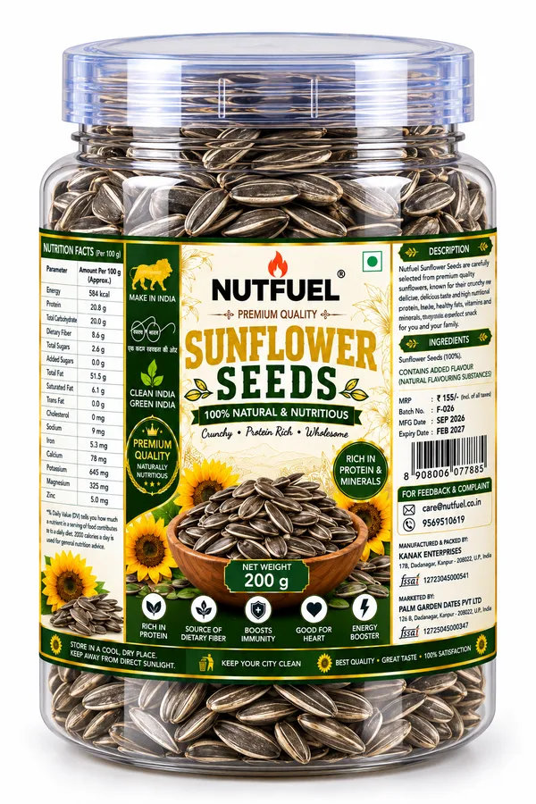 NUTFUEL_Sunflower_Seeds_200g_|_Premium_Quality_Sunflower_Seeds_|_Crunchy_&_Nutritious_Snack_|_Healthy_Seeds_for_Daily_Consumption