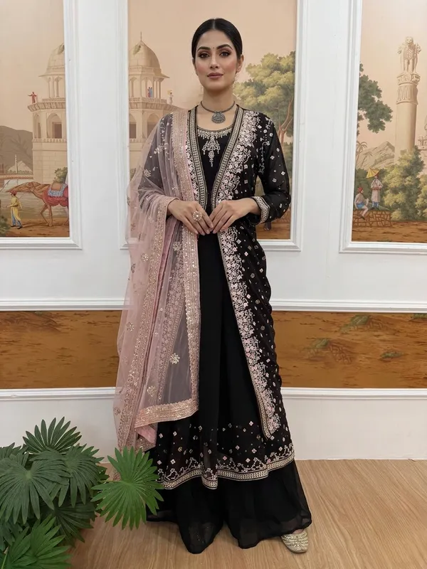 Black_Premium_And_Fancy_Design_Faux_Georgette_Suit_Set_For_Women