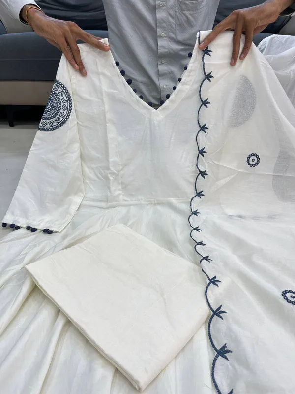 White_Premium_And_Fancy_Design_Soft_Cotton_Blends_Anarkali_Gown_For_Women