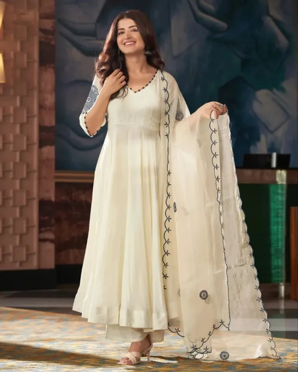 White_Premium_And_Fancy_Design_Soft_Cotton_Blends_Anarkali_Gown_For_Women
