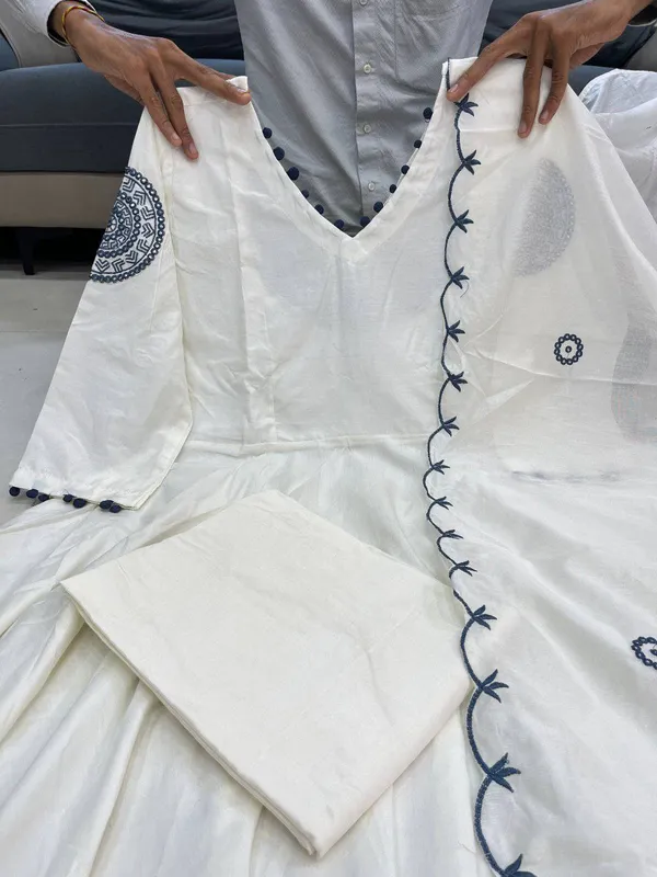 White_Premium_And_Fancy_Design_Soft_Cotton_Blends_Anarkali_Gown_For_Women