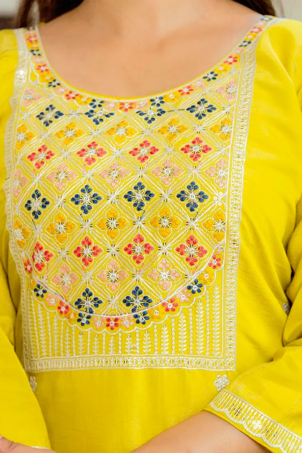 Yellow_Premium_And_Fancy_Design_Viscose_Shimmer_Kurti_Set_For_Women