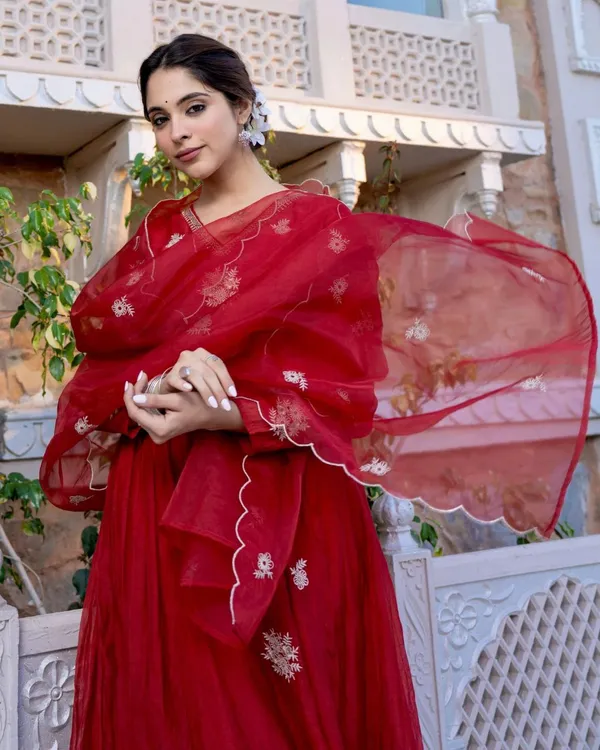 Dark_Red_Premium_And_Fancy_Design_Chanderi_Silk_Kurti_Set_For_Women