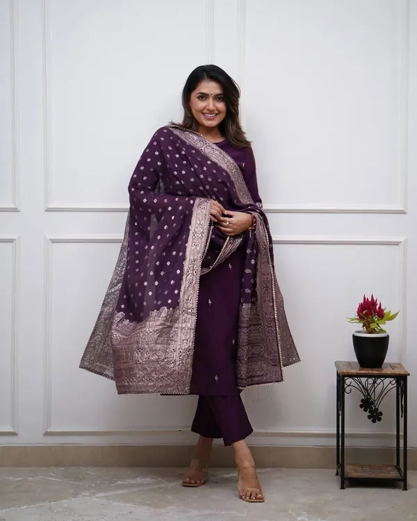 Violet_Premium_And_Fancy_Design_Pv_Chanderi_Kurti_Set_For_Women