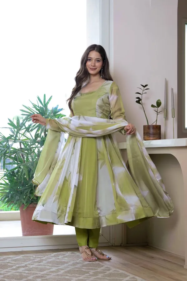 Green_And_White_Premium_And_Fancy_Design_Pure_Soft_Lightweight_Organza_Kurti_Set_For_Women