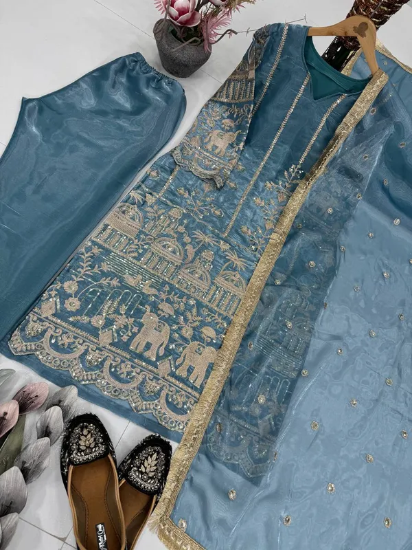 Blue_Premium_And_Fancy_Design_Heavy_Jimmy_Choo_Organza_Suit_Set_For_Women