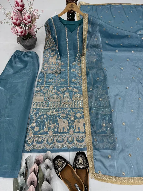 Blue_Premium_And_Fancy_Design_Heavy_Jimmy_Choo_Organza_Suit_Set_For_Women